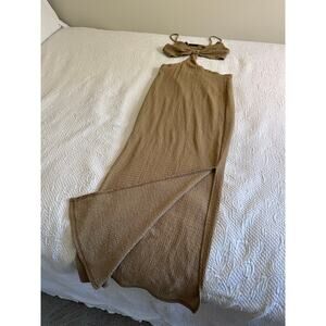 Shein Women's Beige Cutout Maxi Dress Size Medium